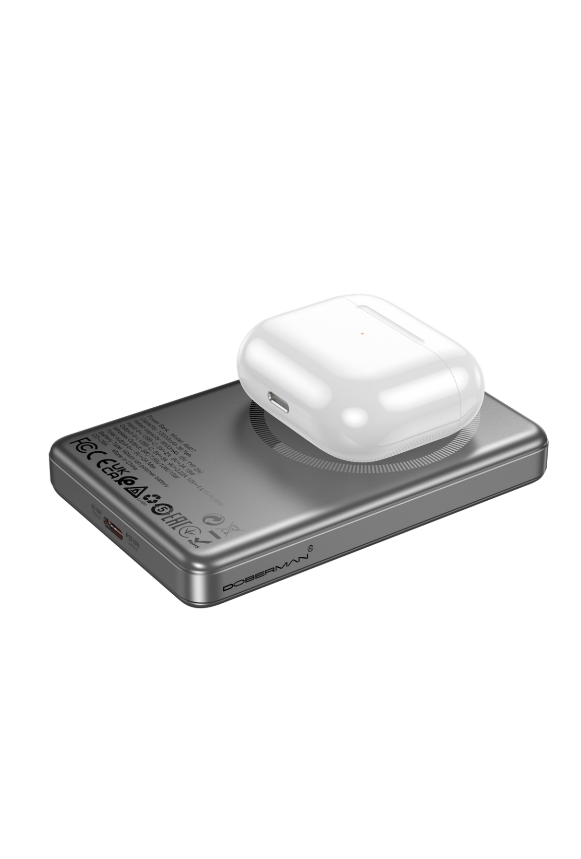 Павербанк Doberman 10000 mAh з бездротовою зарядкою (MagSafe), швидка зарядка 20W Фото 2