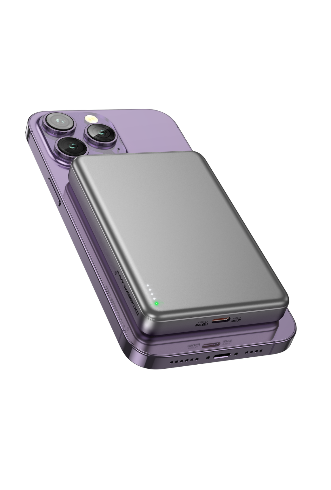 Павербанк Doberman 10000 mAh з бездротовою зарядкою (MagSafe), швидка зарядка 20W Фото 1