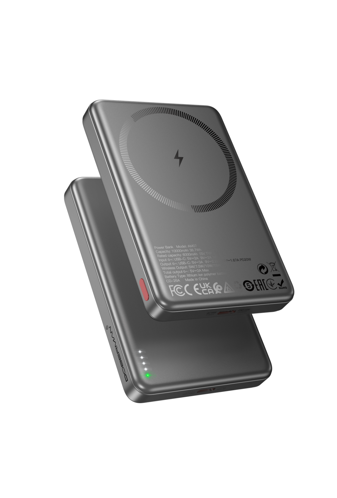 Павербанк Doberman 10000 mAh з бездротовою зарядкою (MagSafe), швидка зарядка 20W